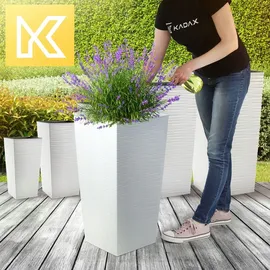 Kadax Blumentopf Set, Blumenkübel aus Kunststoff, "Tuluza", Innen- und Außenbereich, Weiß, 3er Set XXL – Weiß