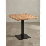 Esstisch Baumkante 80 x 75 x 75 cm Akazie Massivholz Esszimmertisch, Kleiner Holztisch Esszimmer, Designer Küchentisch Quadratisch - Beige