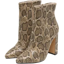 Buffalo Stiefel BUFFALO "Buffalo JULY ANKLE BOOTIE - VEGAN SUEDE", Damen, Gr. 39, cream, beige snake, Kunstfaser, Schuhe Stiefel