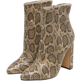 Buffalo Stiefel BUFFALO "Buffalo JULY ANKLE BOOTIE - VEGAN SUEDE", Damen, Gr. 39, cream, beige snake, Kunstfaser, Schuhe Stiefel
