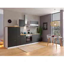 Respekta Küchenzeile Malia 300 cm E-Geräte schwarz/weiß