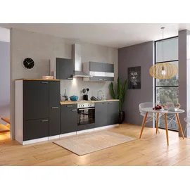 Respekta Küchenzeile Malia 300 cm E-Geräte schwarz/weiß