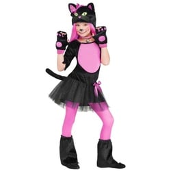 Fun World Kostüm Süße Katze, Niedliches Kätzchen Kostüm für Mädchen schwarz 146-152