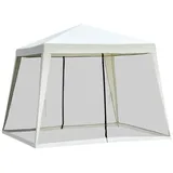 Gartenpavillon Pavillon 3 X 3 M Wetterfest Mit Moskitonetz, Partyzelt Aus Metall Und Polyester In Cremeweiß  on-site