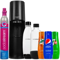 NEU Sodastream Wassersprudler Terra Schwarz Set mit 2 Flaschen Sirup Kartusche