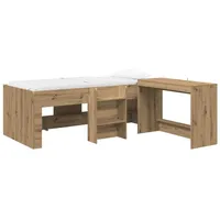 vidaXL Hochbett mit Schreibtisch für Kinder 2 Stk. 90 x 200 cm Eiche braun