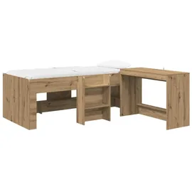 vidaXL Hochbett mit Schreibtisch für Kinder 2 Stk. 90 x 200 cm Eiche braun