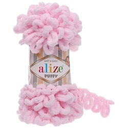 Alize 100g Strickgarn Alize Puffy Schlaufengarn Stricken ohne Nadeln Häkelwolle, 9.2 m, 31 baby pink rosa