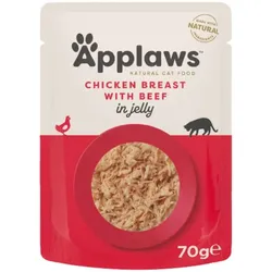 Applaws Katzen Nassfutter in Pouch-Beuteln Huhn mit Rind in Gelee 70g