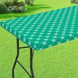 Morbuy Abwaschbare Rechteckige Elastische Tischdecke, wasserdichte Tischdecke mit Gummizug Gartentischdecke für Outdoor Picknick Camping (Grün,75x120cm)