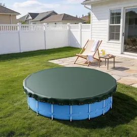 Wiltec Poolabdeckung rund schwarz/grün Ø 460 cm