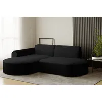 Fun Möbel Ecksofa Designersofa BONDY in Stoff Neve Schwarz