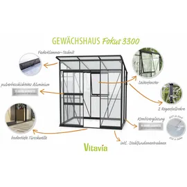 Vitavia Fokus 3250 Gewächshaus Schwarz ESG 3 mm 2,5 m2