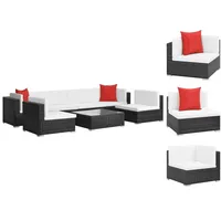 vidaXL Garten-Lounge-Set schwarz/cremeweiß