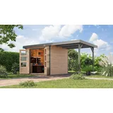Karibu Jupiter 3) A naturbelassen/graualuminium inkl. 2,35 m Anbaudach