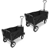 Set 2x Bollerwagen mit Stahlrahmen faltbar Divit Handwagen Gartenwagen klappbar ME69 schwarz