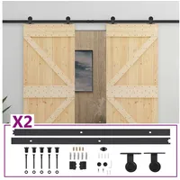 vidaXL Schiebetür 2 Pcs rechts 0 x 0 cm Braun/Schwarz
