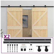 vidaXL Schiebetür 2 Pcs rechts 0 x 0 cm Braun/Schwarz