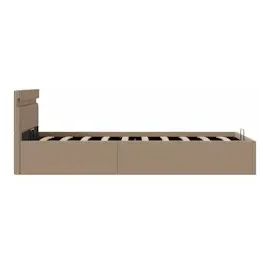 vidaXL Bett mit Bettkasten LED Cappuccino-Braun Kunstleder 100x200 cm