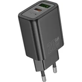 HOCO Ladegerät 20W USB-C/A PD QC3.0 Schnellladen Schwarz