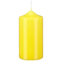 Kopschitz Kerzen Stumpen Kerzen Citron Gelb 20 x Ø 6 cm, 6 Stück getauchte Stumpenkerzen mit Spitzkopf in RAL Qualität