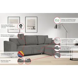 OTTO home Ecksofa OTTO HOME "BEATRICE optionale Schlafsofa mit Bettkasten, B/T/H: 265/170/86 cm", beige (creme), B:265cm H:86cm T:170cm, 100% Polyester, Sofas, Ecksofa, L-Form, wahlweise auch mit Bettfunktion und Bettkasten