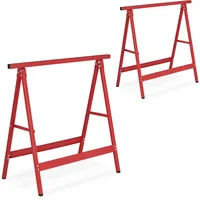 Relaxdays Klappbock, 2er Set, HBT: 75 x 78 x 40 cm, bis 100 kg belastbar, klappbare Arbeitsböcke, Werkstatt, Stahl, rot