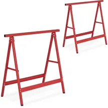 Relaxdays Klappbock, 2er Set, HBT: 75 x 78 x 40 cm, bis 100 kg belastbar, klappbare Arbeitsböcke, Werkstatt, Stahl, rot