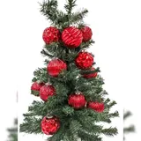 Buri Glas-Weihnachtsbaumkugeln rot 12er-Set 8cm Christbaumschmuck Weihnachtsdeko