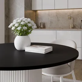 design möbel Beistelltisch CUBO Ø100 cm Metalltisch Wohnzimmertisch WEIß/SCHWARZ