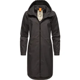 Ragwear Damen, Wasserdichte Übergangsjacke leichte Jacke lang mit Kapuze Belinka Dark Grey Melange24 Gr. S - S