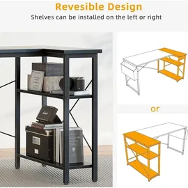 luxuskollektion L-förmiger Schreibtisch 100x70 cm mit Ablagefächern Schwarz