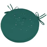 Stuhlkissen Rund 38 cm, 10 CM Dick Rutschfest Sitzkissen Rund mit Bändern, Outdoor Wasserabweisendes Polyester Runde Sitzpolster, Sitzkissen Boden für Küche, Esszimmer, Garten und Café, Dunkelgrün