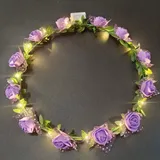 Diyxisk Blumenkranz Haare Lila Drei Modi Leucht Haarreif Mehrzweck Blumengirlande Einstellbar Haarkranz Blumen Geeignet für Hochzeiten Partys Festivals Oder Als Dekoration