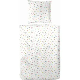 Primera Bettwäsche Baumwoll-Bettwäsche Uni-Blümchen, Renforcé, 2 teilig, mit kleinen Blümchen bunt|weiß