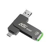 AGI ED138 PRO SSD Externe 512GB Disque SSD Portable, Cle USB 3.2 Gen 2 Jusqu'à 550 Mo/s 2-in-1 OTG Dual USB-A & USB-C für PC, Mobilgeräte, Fotos, Videos, MacBook Pro, Air und mehr