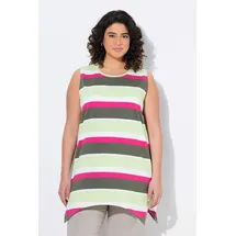 Ulla Popken T-Shirt Longtop A-Linie Rundhals ärmellos Grün 46/48