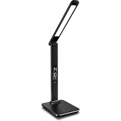 Brandson dimmbare LED Schreibtischlampe in Lederoptik Temperatur-, Alarm- & Kalenderfunktion