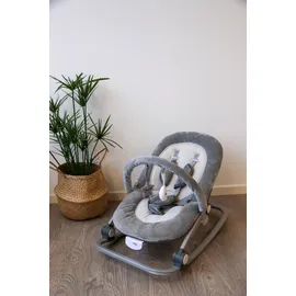BOJUNGLE Babywippe B-Rocker grau, Babyschaukel mit Musik, Vibration und Spielebogen