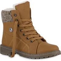 VAN HILL Damen Worker Boots in Hellbraun