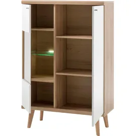 Andas Vitrine "Merle", weiß (eiche riviera nb, weiß matt), B:90cm H:134cm T:40cm, Holzwerkstoff, Schränke, Vitrine, Scandi Design, Höhe 134 cm