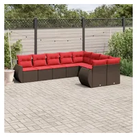 vidaXL Gartensofa-Set 9-tlg. braun Polyrattan
