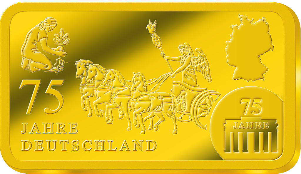 Goldenes Vermächtnis zu 75 Jahren Deutschland – geschichtsträchtige Feingold-Gedenkbarren!