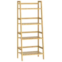 CASARIA Standregal Bambus 4 Etagen 123x48x32cm Haushaltsregal Kellerregal Holzregal Keller Küche Bad - Casaria