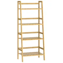 CASARIA Standregal Bambus 4 Etagen 123x48x32cm Haushaltsregal Kellerregal Holzregal Keller Küche Bad - Casaria