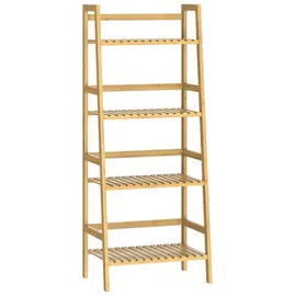 CASARIA Standregal Bambus 4 Etagen 123x48x32cm Haushaltsregal Kellerregal Holzregal Keller Küche Bad - Casaria