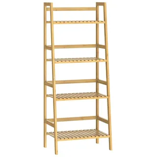 CASARIA Standregal Bambus 4 Etagen 123x48x32cm Haushaltsregal Kellerregal Holzregal Keller Küche Bad - Casaria