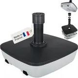 BURI Sonnenschirmständer mit Rollen Schirmständer für 3,5-5cm | Premium Sonnenschirm Schirmfuß befüllbar bis 32kg | Sonnenschirmhalter Grau Sonnenschirmfuß rollbar