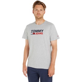 Tommy Jeans Herren Tjm Reg Corp Logo Tee Dm0dm15379 Kurzarm T-Shirts, Grau, S EU