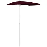 vidaXL Sonnenschirm Halbrund mit Mast Balkonschirm Terrassenschirm Gartenschirm Marktschirm Ampelschirm Strandschirm 180x90cm Bordeauxrot - Groß